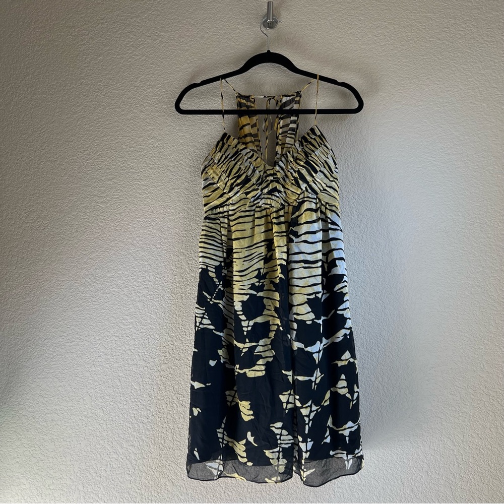 BCBG Paris Sunset Halter Dress 100% Silk Mini Babydoll Dress, size 2